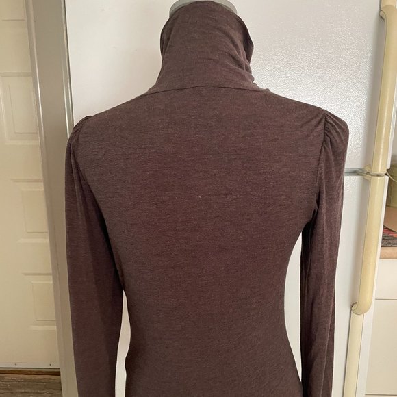 Part Two XS Brown Button-Up Turtleneck - Picture 2 of 5